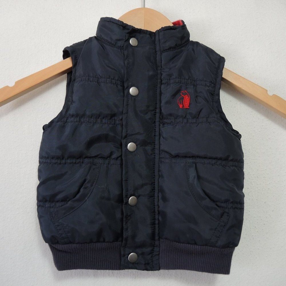 Baby Boy Puffer Vest Dark Blue Zip Closure Size 12 Months by Rugged Bear